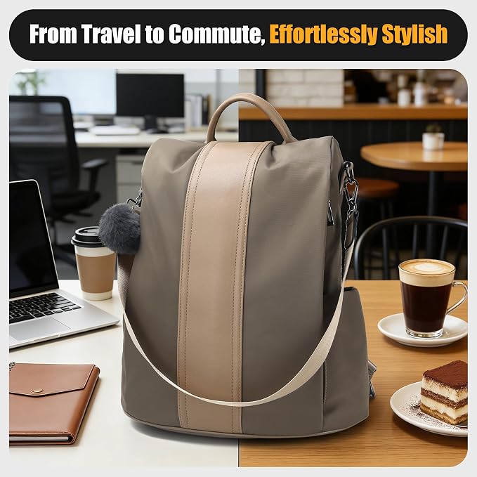 PINCNEL Women Backpack Purse Waterproof Nylon Anti-theft Rucksack Lightweight Shoulder Bag - Image 8