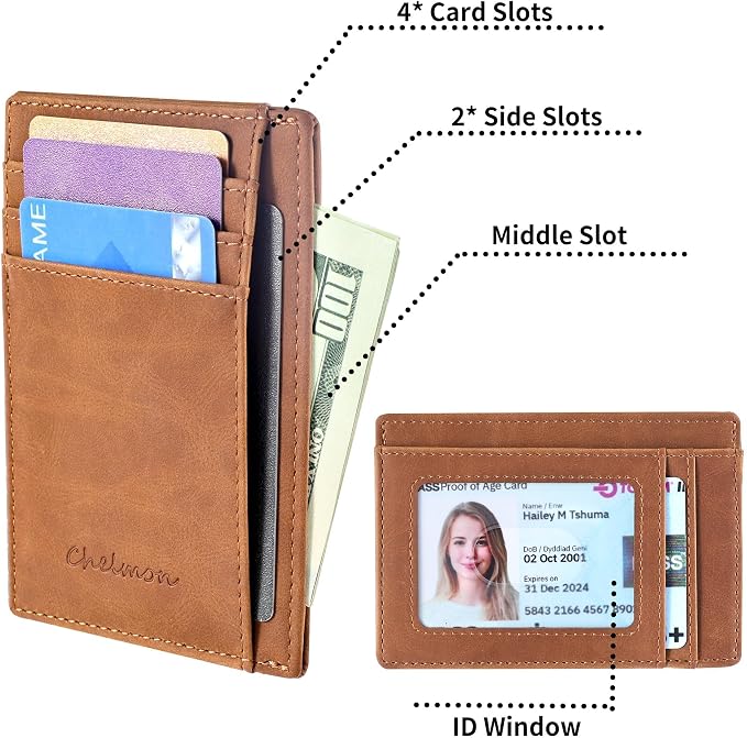 Chelmon Slim Wallet for Men, Minimalist Front Pocket RFID Blocking Credit Card Holder - Image 2