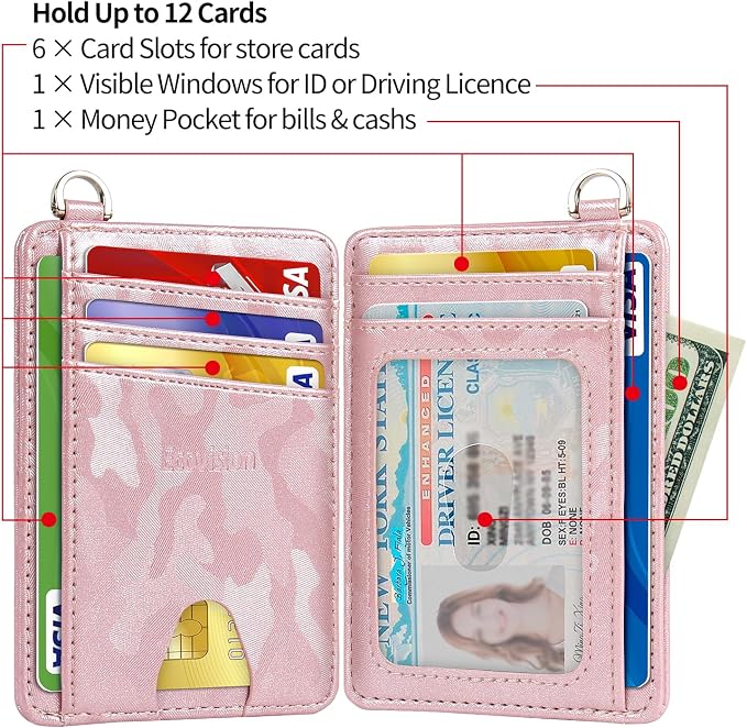 Slim Minimalist Front Pocket Wallet, RFID Blocking Credit Card Holder Wallet with Detachable D-Shackle for Men Women - Image 5