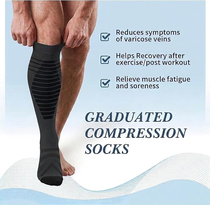 Sooverki Compression Socks for Women & Men 6 Pairs is Best Supportive Knee High Stockings for Circulation, Travel, Nurses - Image 4