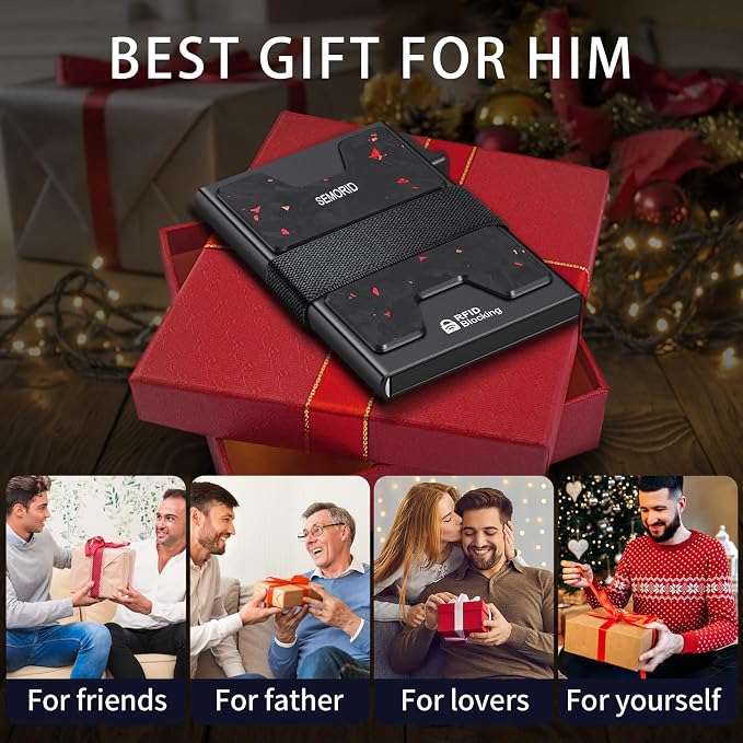 SEMORID RFID Blocking Slim Card Holder Wallet for Men Wallet Minimalist | Durable Expandable Backplate Compact Smart Metal Pop Up Wallet Front Pocket Holds 12+ Cards Plus Cash, Birthady Gifts for Men - Image 6