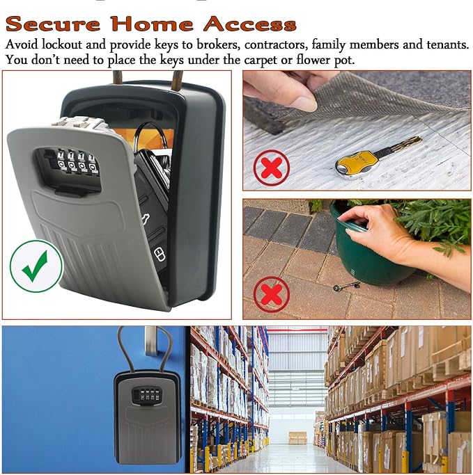 Extra Large Key Storage Security Lock,V-Resourcing Re-settable 4 Digit Combination Lock Box with Removable Chain,Share and Secure Keys for Home,Office,Garage etc - Image 9