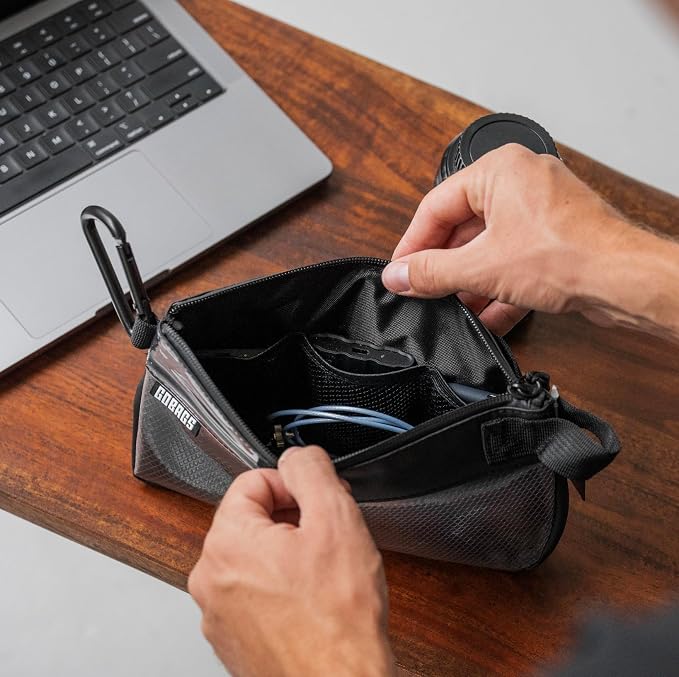 Production Zipper Bags - Electronics & Camera Accessories Bag - Cable organizer, Gear Accessory Pouch, Travel Camera Essentials (Small, Black, 2 pack) - Image 7