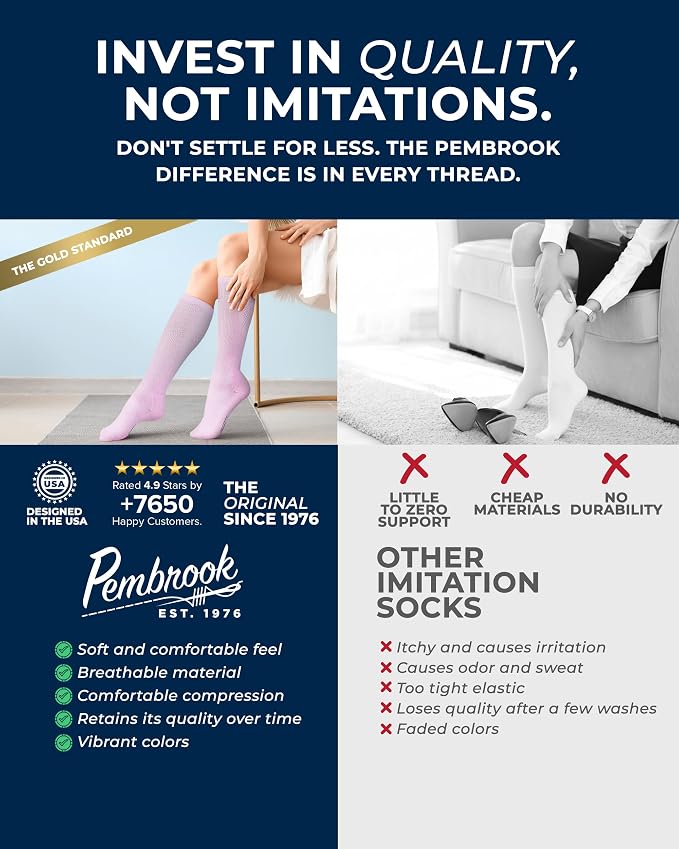 Pembrook® Light Compression Socks for Men & Women - 3 Pairs | 8-15 mmhg Compression Dress Socks for Men | Support Socks - Image 3