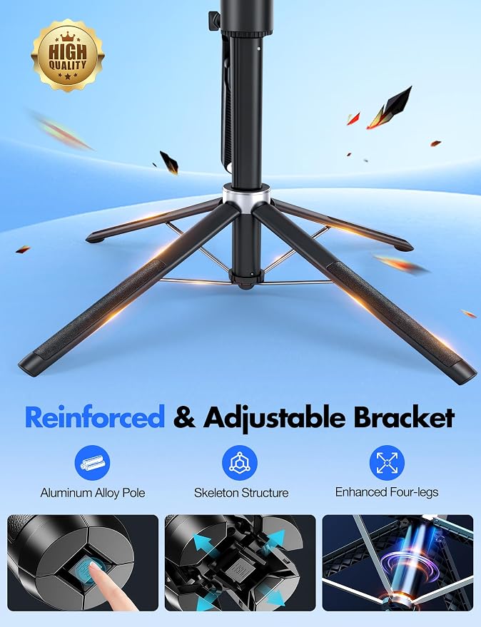 Sinbyuer 71'' Auto Face Tracking Tripod with Remote & Two Fill Lights | Gesture Control, 360° Rotation Follows Your Movement, Phone Stand Selfie Stick for TikTok Content Creators & Video Recording - Image 4