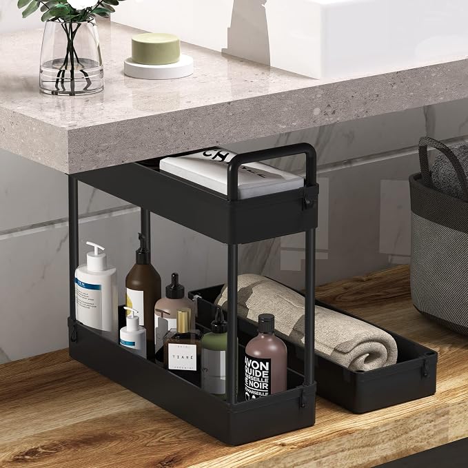 SOLEJAZZ Slim Rolling Storage Cart Skinny Bathroom Organizer, 3 Tier, Black | Thin utility cart with wheels for bathroom, laundry room, bedside, kitchen, dorm, office, next to fridge, small narrow places - Image 5