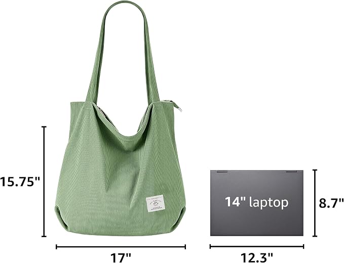 KALIDI Women Corduroy Tote Bag Zipper Casual Tote's Handbag Big Capacity Shoulder Bag with Pockets - Image 3