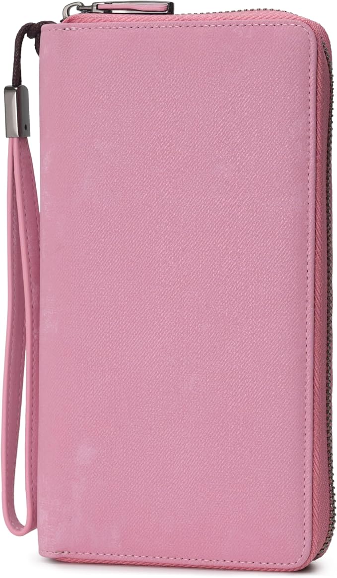 Bveyzi Women RFID Blocking Wallet Leather Zip Around Phone Clutch Large Capacity Ladies Travel Purse Wristlet by Bveyzi