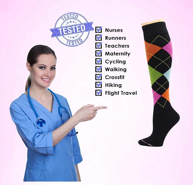 Dr. Motion 4 Pairs Therapeutic Graduated Compression Women's Knee-hi Socks - Image 5