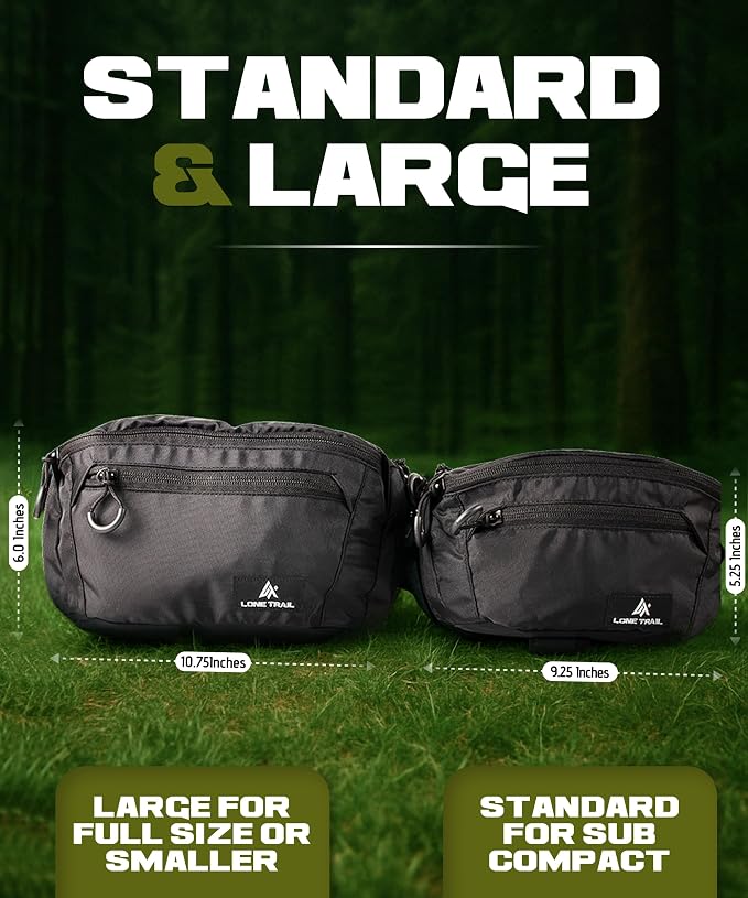 Large Concealed Carry Fanny Pack - Tactical CCW Waist Bag | 11.5x6.5in waist pack, PU-coated nylon, rear pocket with anchor strap, fits men and women - Image 2