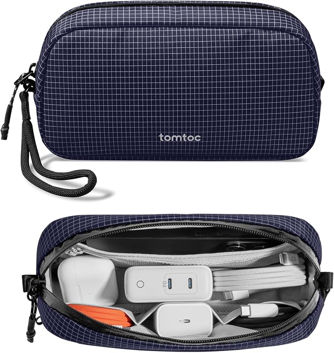 tomtoc Electronics Organizer Travel Case Performance, Cable Tech Pouch | Water Resistant Accessories Bag Carry Storage for Cord, Phone, Cables, Airpods, USB Flash Drive, Daily Items by tomtoc