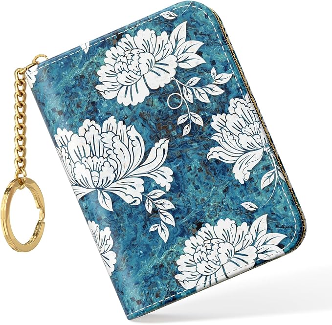 Credit Card Holder, Small RFID Card Wallet for Women, Slim Leather Wallet | Leather Card Holder Wallet, Credit Card Wallet Organizer, Business Card Case with Zipper & Keychain, 12-Slot Compartment by Nipichsha