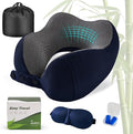 Cirorld Neck Pillow for Traveling, Travel Pillows for Airplanes,100% Pure Memory Foam Travel Neck Pillow, Adjustable Flight Pillow, Portable Plane Accessories with Eye Mask, Earplugs, Carry Bag by CIRORLD