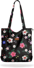Aesthetic Corduroy Tote Bag with Zipper for Women | Reusable, Fits 14 Inch Laptop, Inner Pocket, double-sided print, Lightweight by VelvetHue