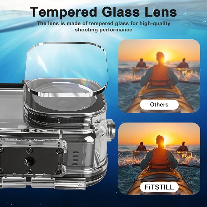 FitStill 196FT/60M Underwater Waterproof Case for DJI OSMO Action 6，60M/196FT Waterproof Protective Case + Three-Color Filter + Buoyancy Handle + Magnetic Quick-Release Base, Action 6 Accessories - Image 4