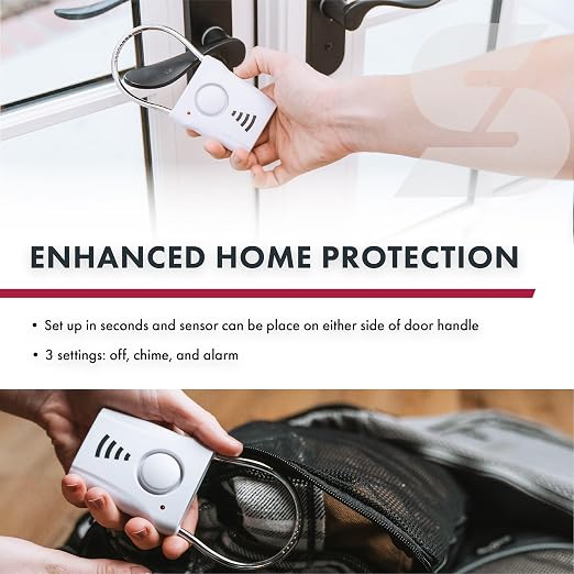 SABRE 110dB Door Handle Alarm | Extremely Loud Wireless Audible Up To 680 Ft Away, Hangs Off Door Knob or Handle, Vibration-Triggered Home Security - Image 5