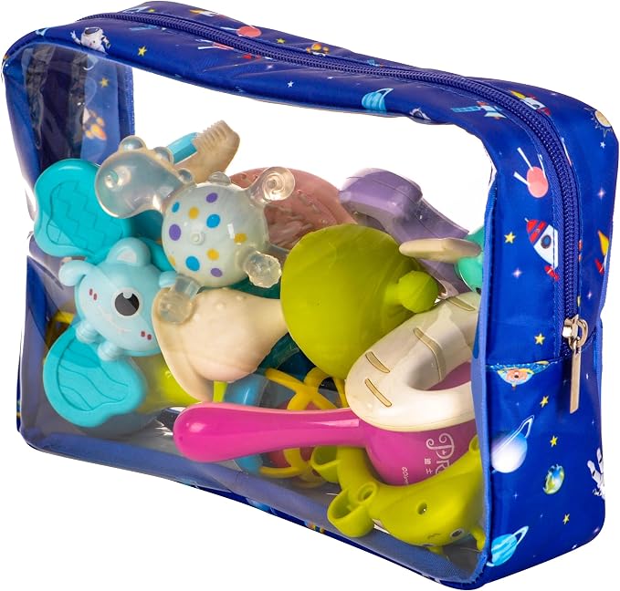 Remobia Hicol TSA Approved 5-Piece Diaper Bag Organizer Pouch Set Clear Waterproof TPU Kids Toiletry Storage Set Travel Packing Clutch Cube Bags for Baby Nursing(Astronaut) - Image 6