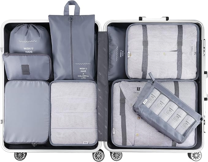 Mossio 9 Set Packing Cubes with Shoe Bag & Electronics Bag - Luggage Organizers Suitcase Travel Accessories - Image 2