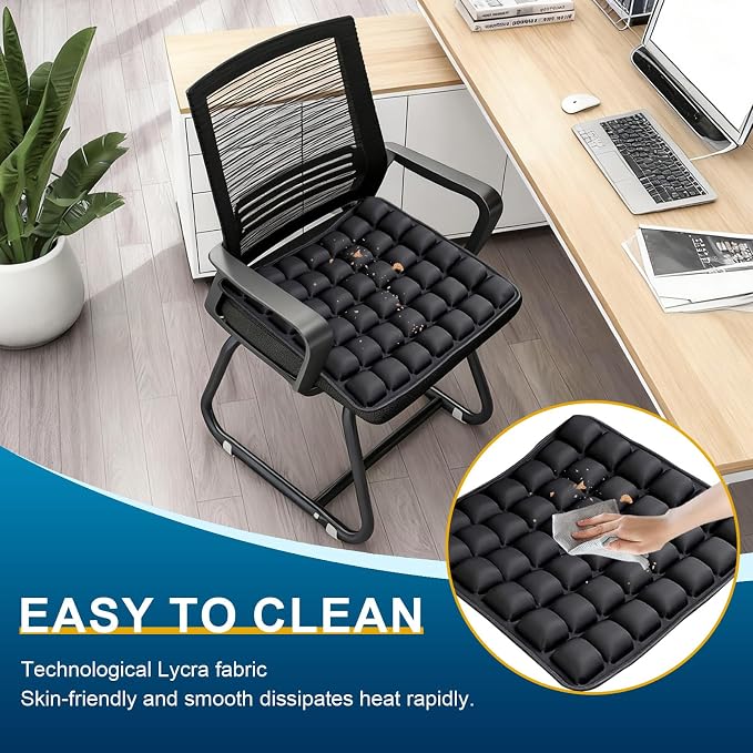 Inflatable Airplane Seat Cushion, Comfort 3d Air Cell Seat Cushion, Tailbone Pain Relief for Long Distance Sedentary People to Use (Black, 16*18in) - Image 4