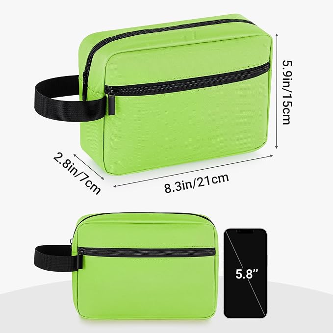 Elviros Travel Toiletry Bag for Women and Men,Lightweight Makeup Bag Hanging Dopp Kit with Shaving Compartment Cosmetic Organizer Small Tool Bag Travel Essentials,Gifts for Men & Women(Neon Green) - Image 5