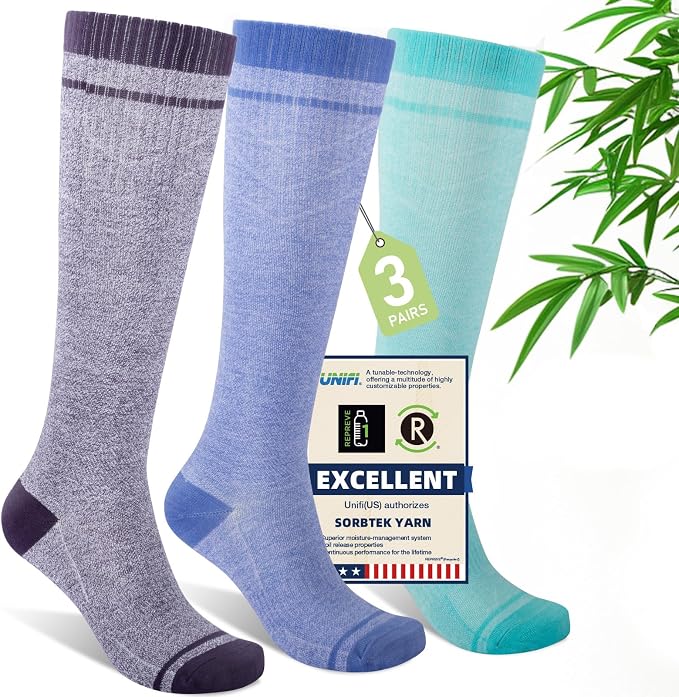 Compression Socks Women & Men, 15-20 mmHg Bamboo Viscose Knee High Soft Support for Flying Travel Daily by Unknown