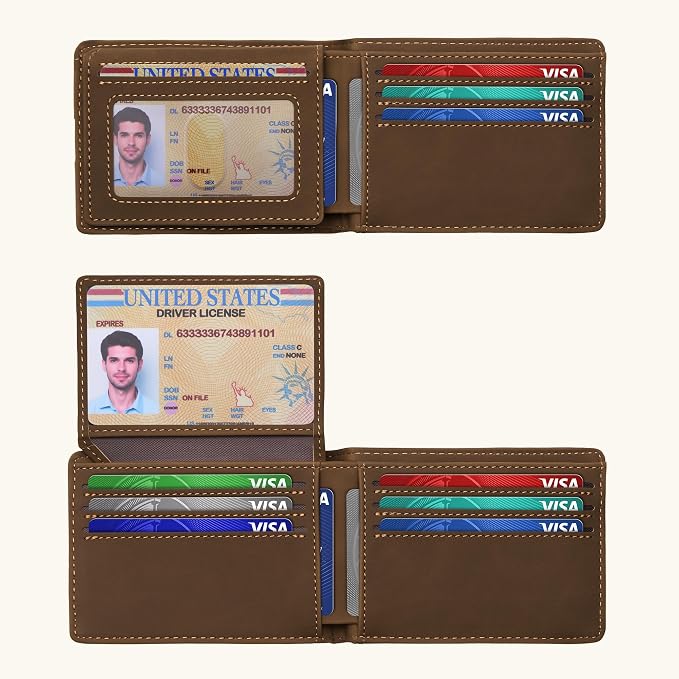Tipmile Wallet for Men Slim RFID Blocking Credit Card Holder, Minimalist Men Wallets 12 Cards with 2 ID Windows & Cash Slot, Bifold Front Pocket Wallet Gifts for Men - Image 8
