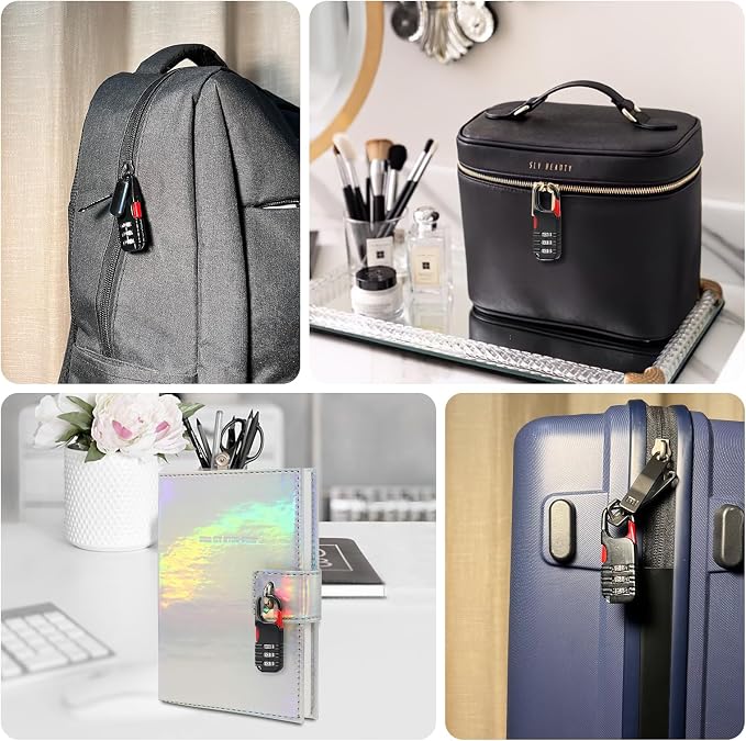 3 Pcs Mini Padlock, 3 Digits Combination, Black for Kids Diary Backpack | Zinc Alloy, Ideal for Kids' Treasure Chests, Backpacks & School Lockers. - Image 4