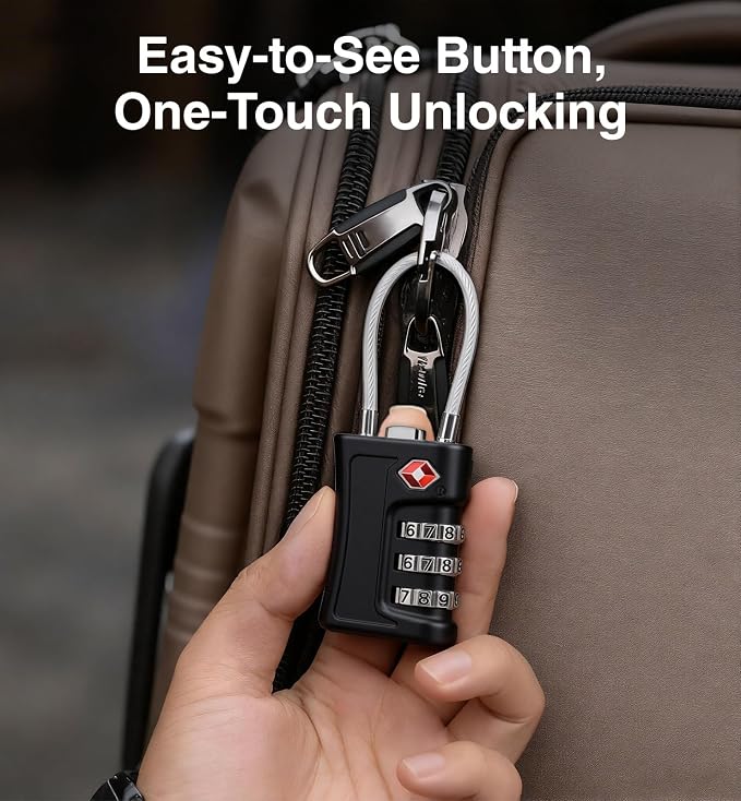 TSA Locks for Luggage, 3 Digit Combination, Suitcase Locks TSA Approved, Easy Read Dials, Luggage Locks for Suitcase, Toolbox, Backpack, Bag, Gym Locker - Image 7