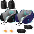 CloudBliss Memory Foam Travel Neck Pillow Airplane, 2 Pack, Black & Navy by CloudBliss