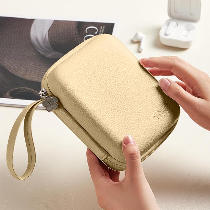 Portable Charger Case, Tech Pouch Travel Organizer, L, Light Khaki | Hard Shell Electronic Storage for MacBook Power Adapter, Magic Mouse, Charging Cords, Power Bank Laptop Accessories - Image 6