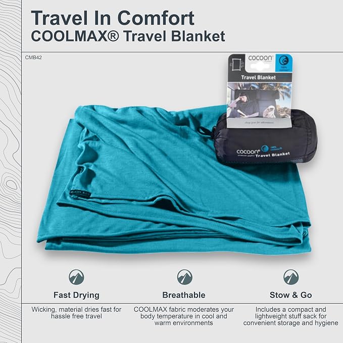 COCOON - Premium - Coolmax - Travel Blanket - Peacock Green - Image 5