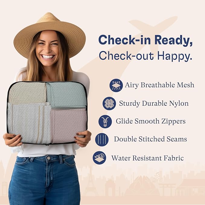 Shacke 5 Set Packing Cubes for Travel with Laundry Bag (Air Black) | Suitcase Organizer Bags Set: 4 Water-Resistant Luggage Cubes, XL to Small, + Laundry Bag for Carry-On or Checked - Image 5