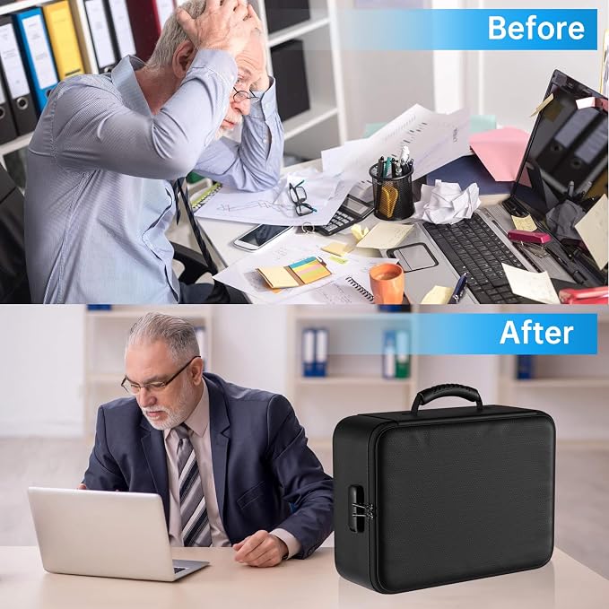 ENGPOW 5200°F Fireproof Document Bag with Lock,8 Layers Heat Insulated | Upgraded File Organizer Fireproof Box,Portable Home Travel Safe Storage for Important Documents,Passport,Laptop, Black(Soft) - Image 9