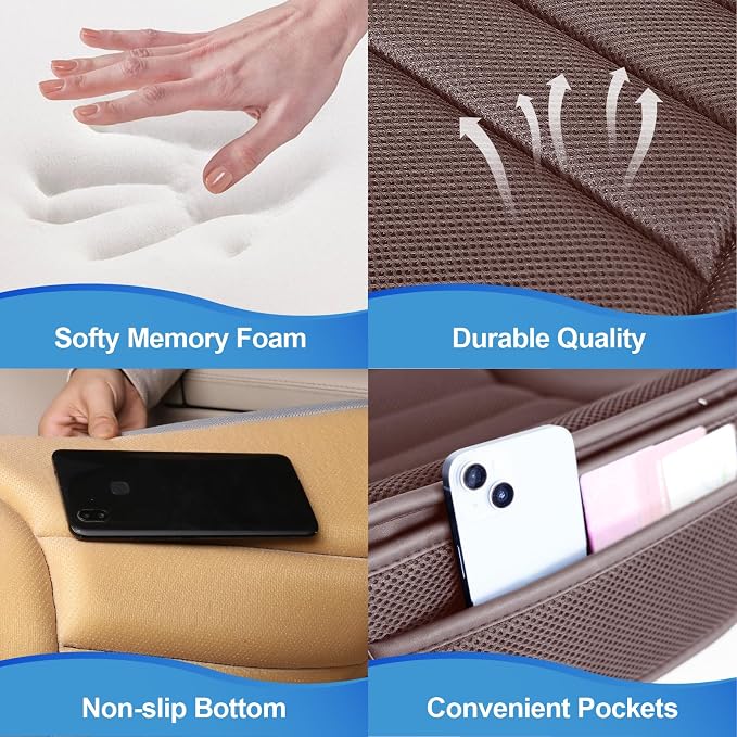 Lofty Aim Car Seat Cushion for Driving, Memory Foam Driver Seat Cushion | Car Seat Cushion for Long Driving, Automotive Seat Cushion for Pain Relief, Car Seat Pillow Fits Vehicles, Office, 4D Brown - Image 4