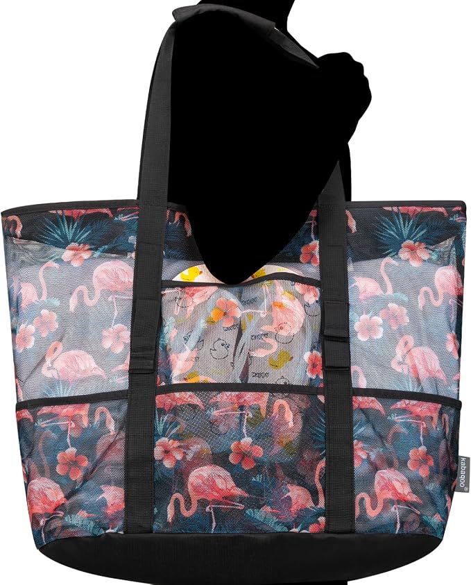 KABAQOO Mesh Beach Bag, Extra Large Beach Bags with 9 Pockets & Zipper Waterproof Lightweight Beach Tote for Beach/Pool Trip - Image 6