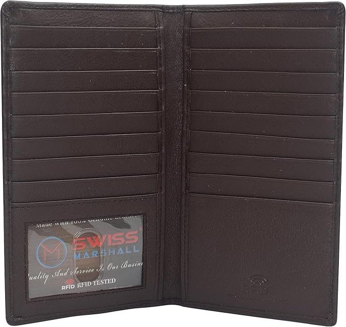 Marshal Bifold Leather RFID Blocking Wallet For Men & Women | Genuine Leather Holder With 19 Slots, 2 Bill Compartments & ID Window | For Credit/Debit Cards, Money & More (CN Brown) by Marshalwallet