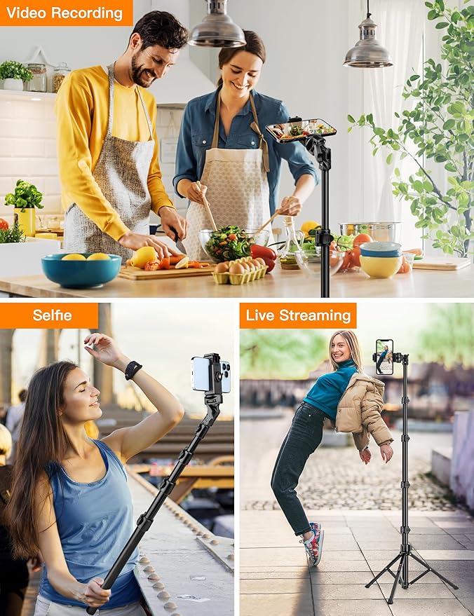 Phone Tripod Stand, 84" Tall Flexible Cellphone Tripod for iPhone with Gooseneck Remote - Image 5