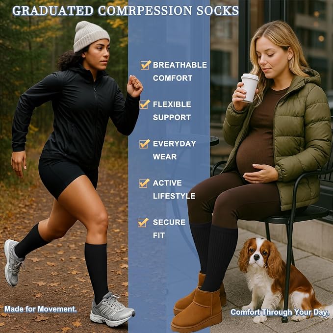 Sooverki Compression Socks for Women and Men Circulation (3/4 Pairs) is Best Support for Running Athletic Cycling Hiking - Image 4