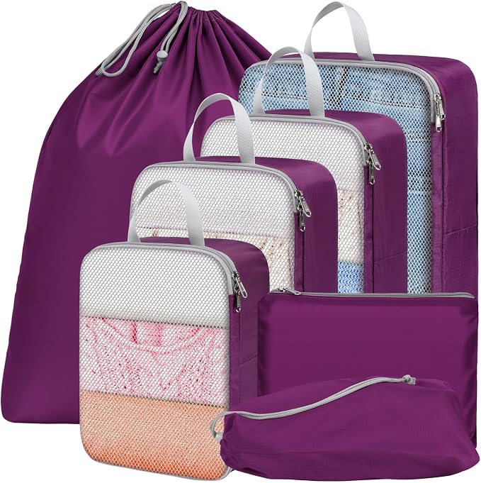Cambond Compression Packing Cubes for Travel - Luggage Suitcase Organizer | Compression Zip Design for Space-saving, Expandable, Lightweight, Keep Clothes Sorted, Luggage Space Tidy, Carry on Pack Fast by Cambond