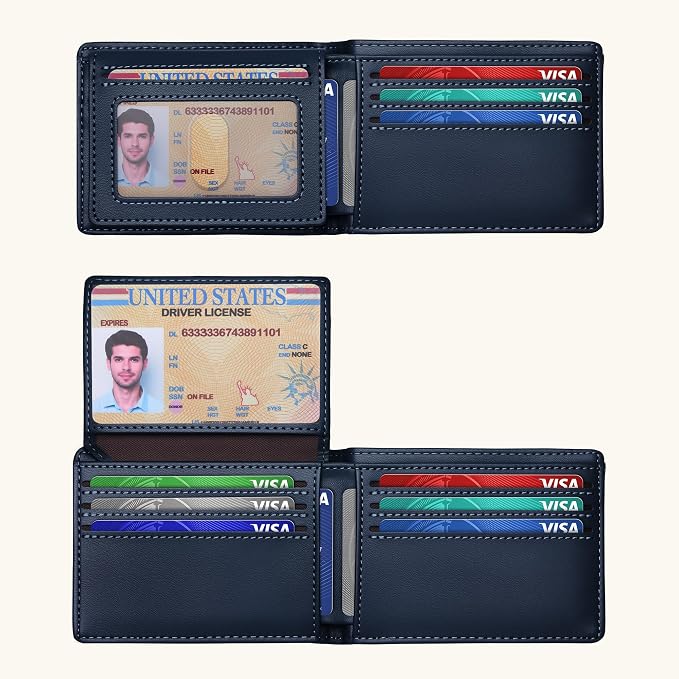 Tipmile Wallet for Men Slim RFID Blocking Credit Card Holder, Minimalist Men Wallets 12 Cards with 2 ID Windows & Cash Slot, Bifold Front Pocket Wallet Gifts for Men - Image 7