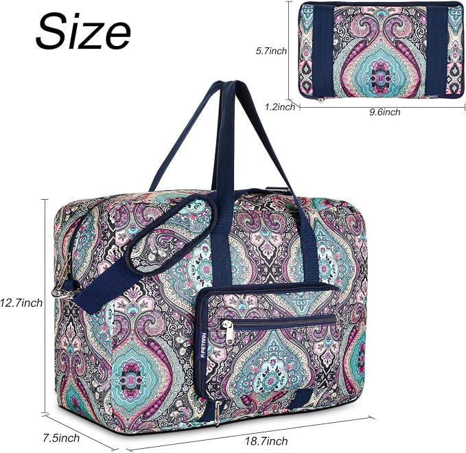 F.FETIVIN Weekender Carry On Bag Travel Duffle Medium Overnight Bag for Women(Green Floral) - Image 2