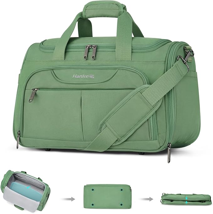 Hanke Small Underseat Carry On Luggage Bags for Travel with 10 Pockets. | Airline Approved Foldable Personal Bag w/ Luggage Sleeve; Tote Duffle & Bento Bag, Flight Attendant Weekender for Men & Women by Hanke