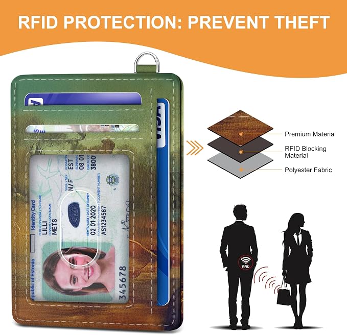 SEAVILIA Credit Card Holder for Women, Mona Lisas Smile RFID Wallet Women, Slim Minimalist Front Pocket Card Holder, Cute Thin Travel RFID Blocking Card Case, Small Wallets Woman Gifts Girls - Image 5