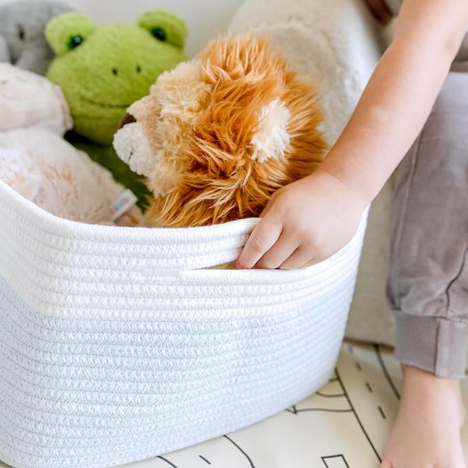 NaturalCozy Storage Baskets 16.8”x13”x7.6” Cotton Rope Woven Baskets for Organizing 3-Pack | Toy Storage Bins | Basket for Shelves, Laundry, Blanket, Clothes, Closet, Kitchen, Bathroom, Gifts - Image 8