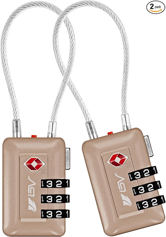 TSA Accepted Luggage Travel Lock, Set-Your-Own Combination Lock for School Gym Locker, Luggage Suitcase Baggage Locks, Filing Cabinets, Toolbox, Case (Titanium, 2 Pack) by BV
