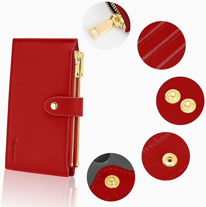 Travelambo Womens Leather Bifold Wallet, Slim RFID Blocking Card Holder | Large Capacity, 16 Card Slots & ID Window, 2 Zipper Pockets, Dual Snap Closure, Slim Lightweight, RFID Privacy Protection - Image 7