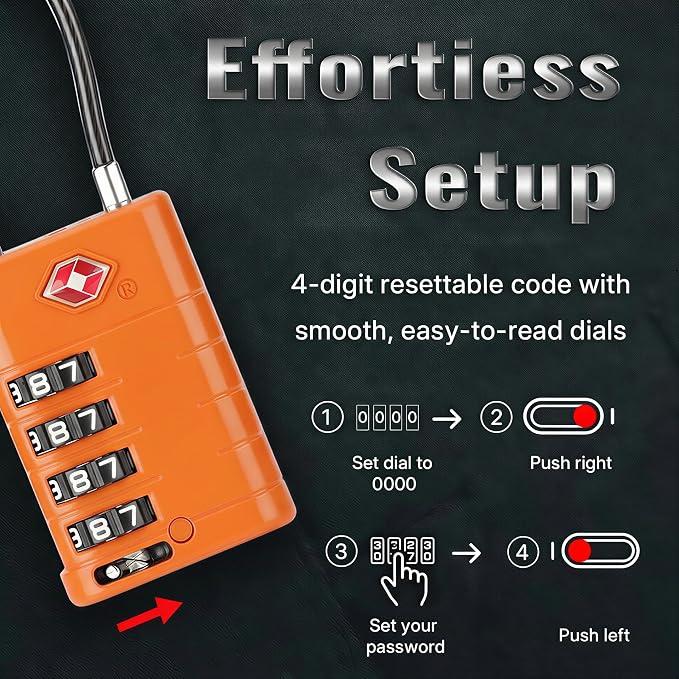 ANVIL TSA Approved Luggage Locks with Search Alert Indicator, 4-Digit Combination Suitcase Lock, Advanced TSA008 Core Heavy Duty Anti-Theft Travel Lock for Double Zippers, Backpacks - Image 7