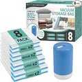 Cozy Essential Travel Vacuum Storage Bags with Rechargeable Cordless USB Pump, Space Saver Bags for Luggage, Suitcase, Carry-On, for Clothes, Blankets, Bedding & Seasonal Storage,8 Combo by CozyEssential