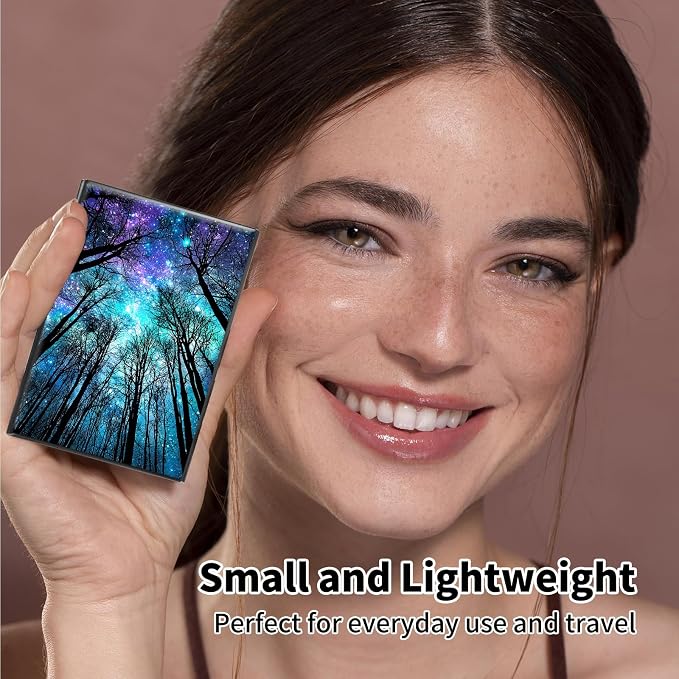 Metal Wallet,Credit Card Holder for Women Men,RFID Blocking Card Holder Wallet Mini Slim Aluminum Wallet ID Case Hard Card Case Business Card Holder Case,Starry Sky Tree - Image 7