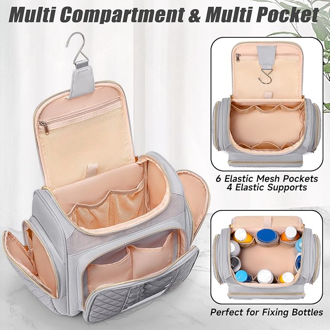 Tealari Large Toiletry Bag for Women Men,Bathroom Bag,Water Resistant Shower Bag,Makeup Bag,Portable Shower Caddy for College Dorm,Hanging Travel Toiletry Bag with Transparent Waterproof Phone Pocket - Image 5